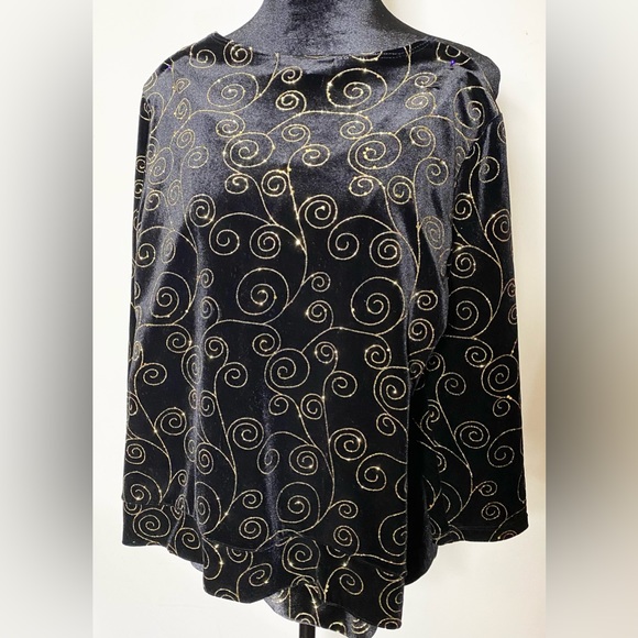 NWT Elementz Blouse Women’s Size S Black & Gold Cardigan Layered Top - Picture 4 of 4